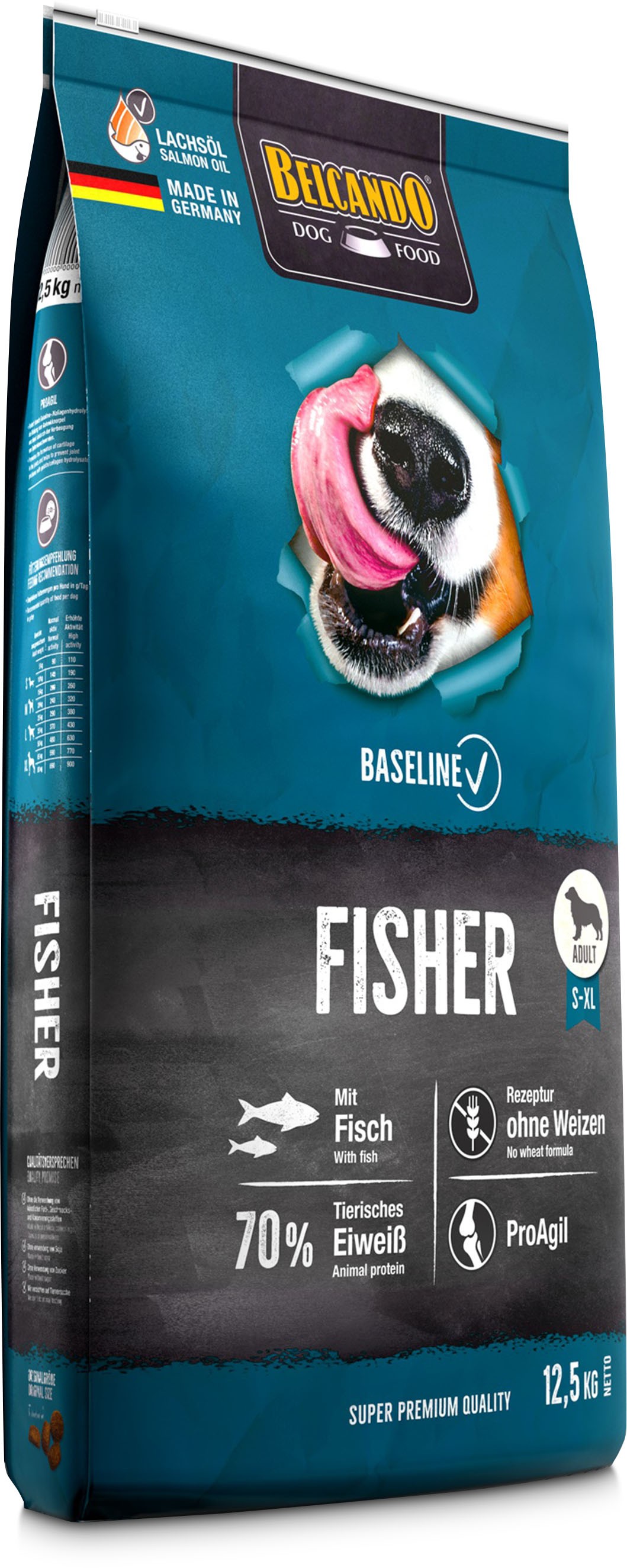 BELCANDO BASELINE FISHER για ενήλικους σκύλους μεσαίων και μεγαλόσωμων φυλών με έντονη δραστηριότητα, με ψάρι 12,5kg